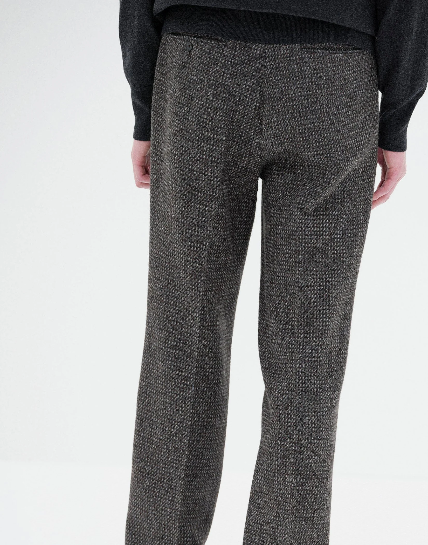 パンツ AURALEE ALPACA WOOL SILK TWEED SLACKS Auralee - ALPACA WOOL SILK TWEED SLACKS (GRAY BROWN HAIRLINE